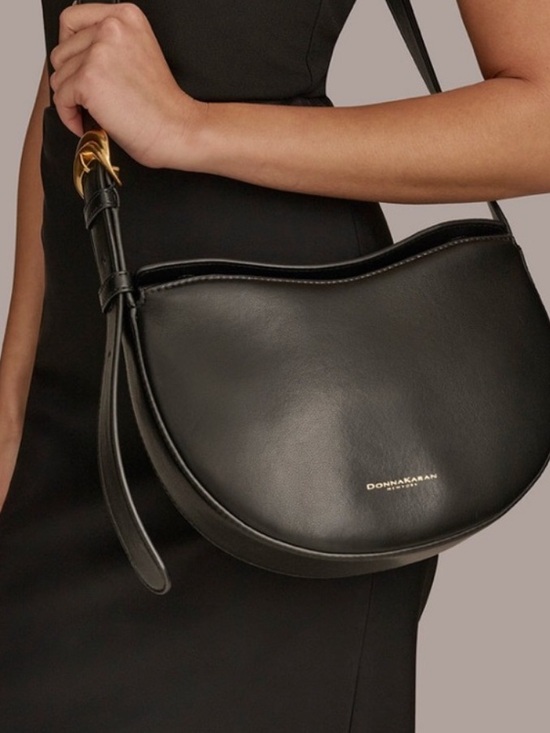 Donna Karan Handbags - Donna Karan newyork Black Leather Crescent Shoulder /crossbody bag with dust bag